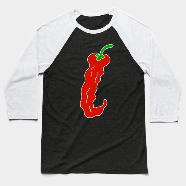 Red Chilli Pepper Baseball T-Shirt by lucamendieta